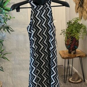 Candie's Monochrome Zigzag Glitter Sparkle and Shine Dress